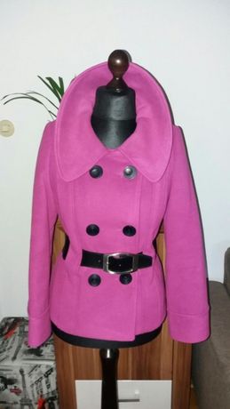 Amarantowy płaszcz kurtka na jesien zime z Domu Mody Natalia