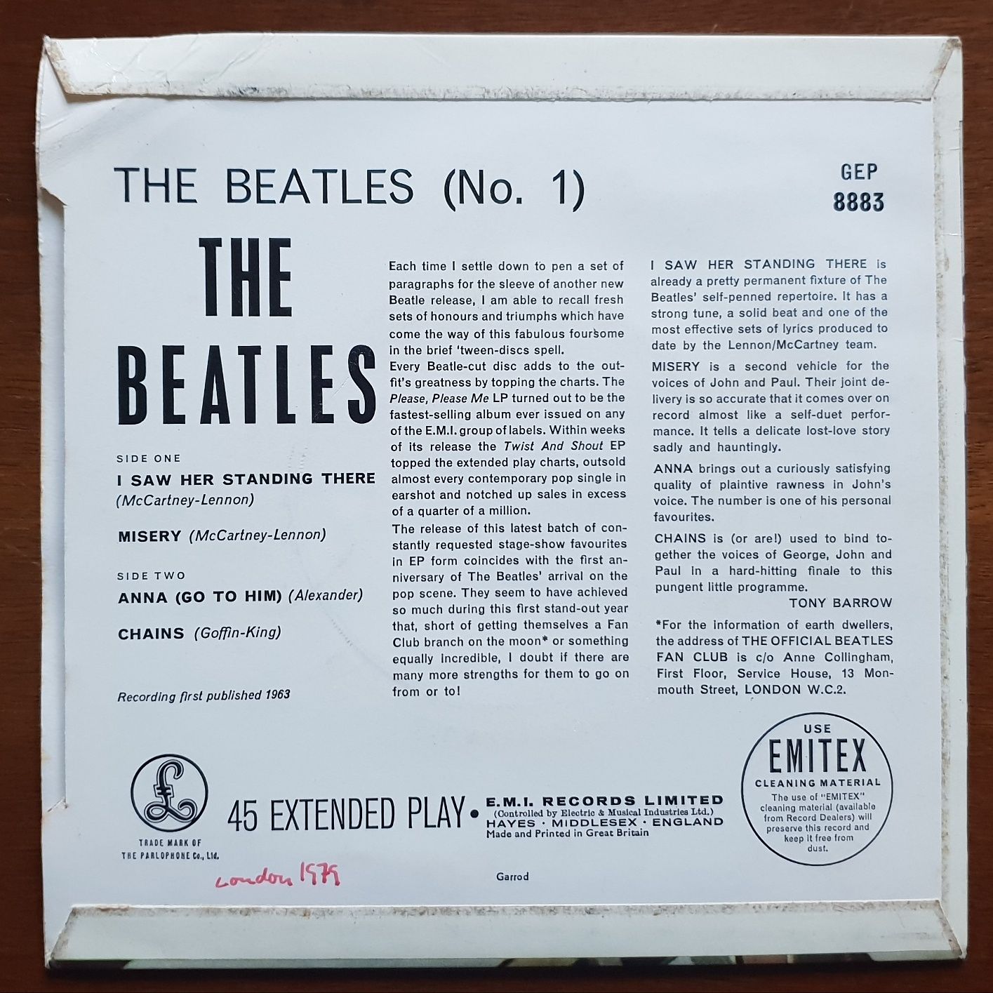 The Beatles vinyl singiel No.1 winyl