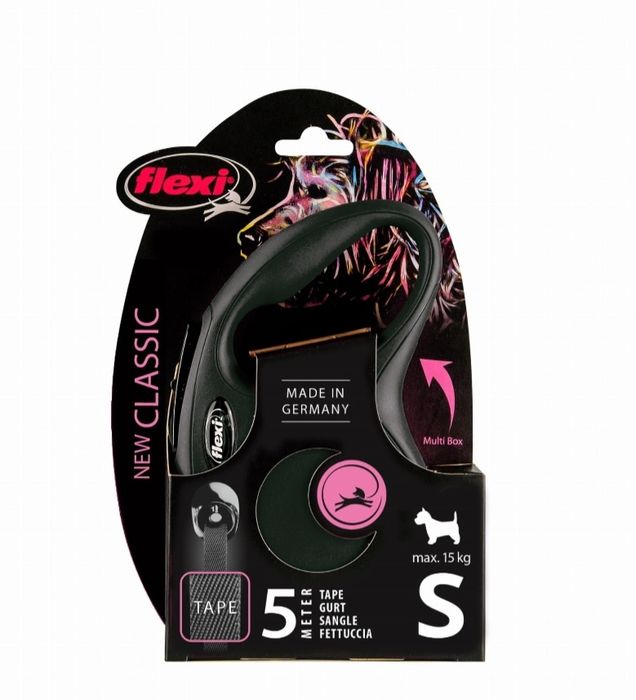 Smycz Flexi New Classic S taśma 5m 15kg czarna