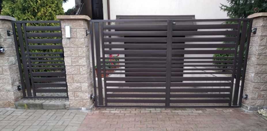 Brama uchylna palisadowa 4m + furtka