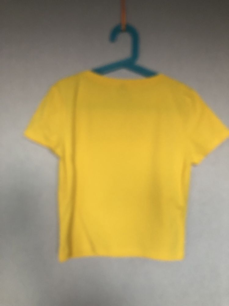 T-shirt krótki rękaw crop top żółty bawełna Sinsay rozm S