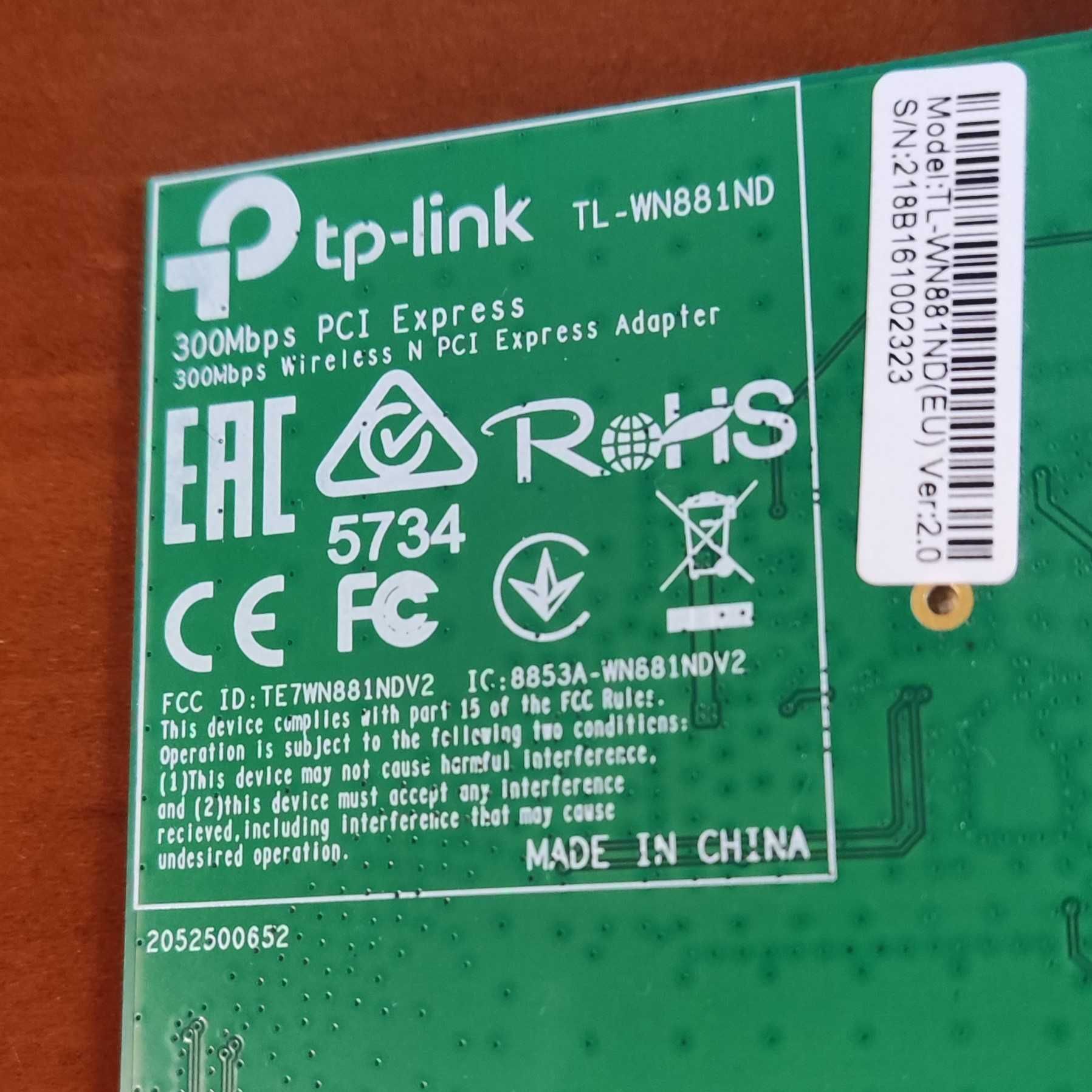 TP-LINK PCI Express Wireless N de 300 Mbps