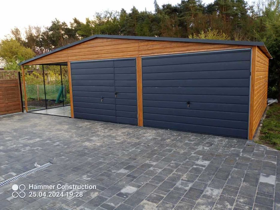 Garaż blaszany, wiata. WZMOCNIONY PROFILAMI. Producent. Cała POLSKA