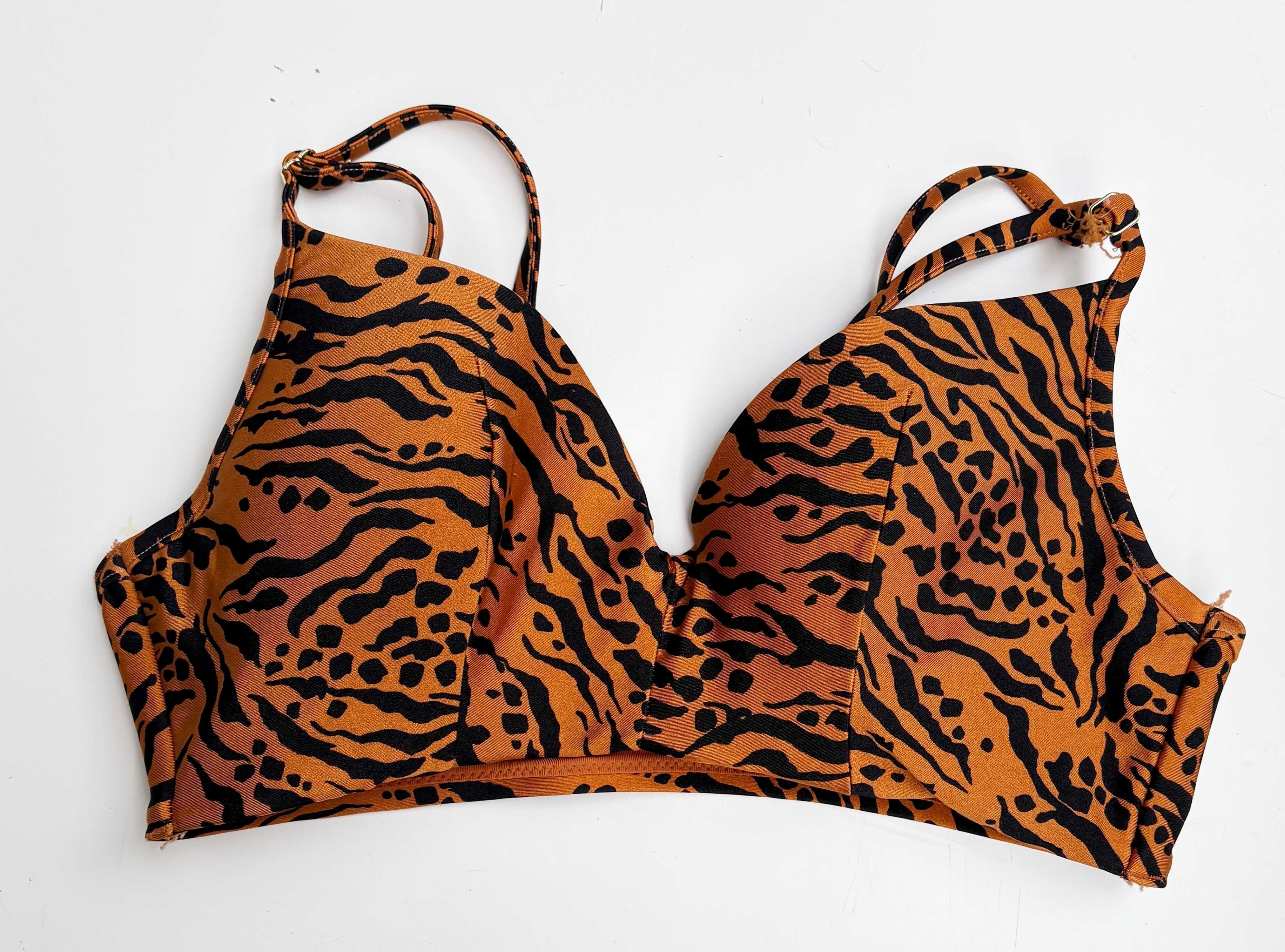 Strój Kostium Kąpielowy Brązowy Góra Wzory H&M 75B M 38 Push Up