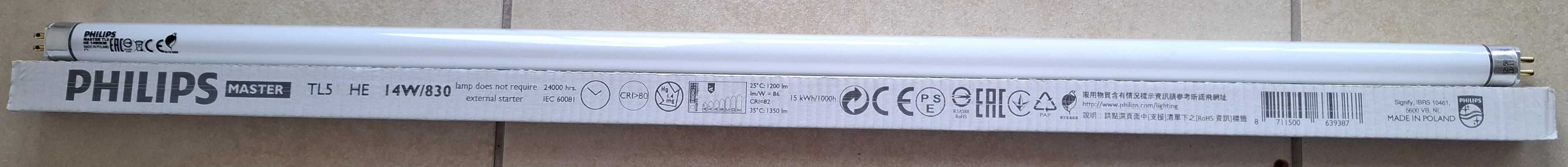 Świetlówka liniowa Phillips Master T5 HE 14W/830 (nowa)