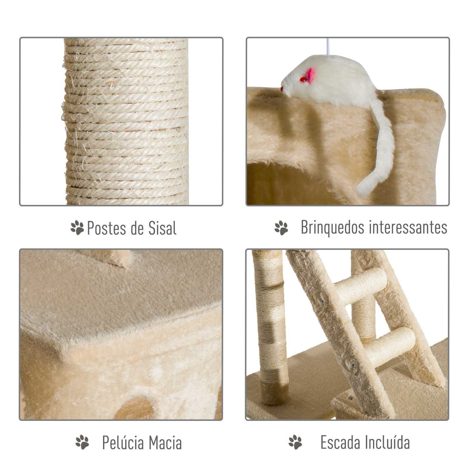 Arranhador Grande para Gatos – Centro de Atividades 180 cm Bege
