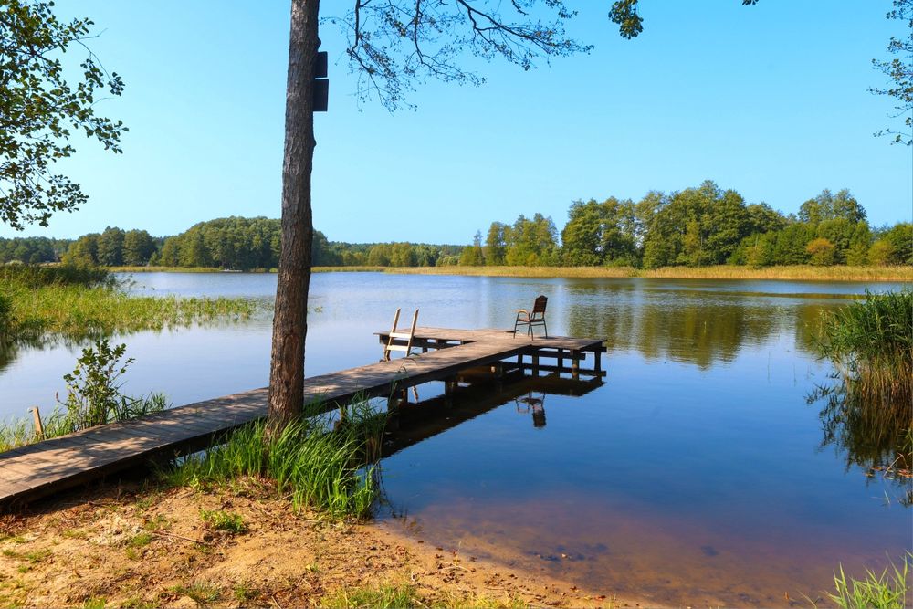Dom nad Jeziorem Okrągłe, własna plaża, pomosty, ka