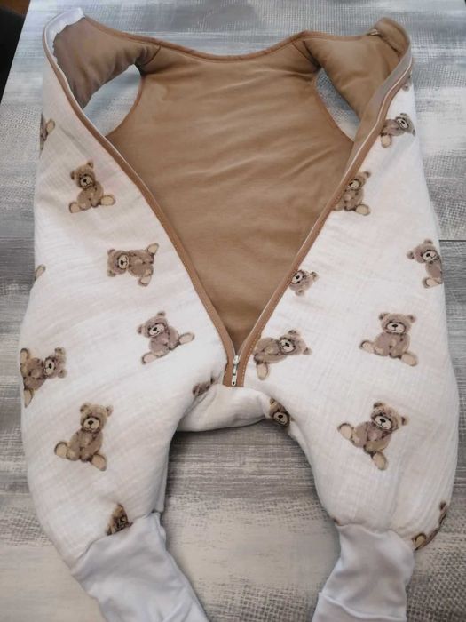 MUŚLIN Śpiworek z nogawkami wywijane skarpety 2,5 tog r 80-86 w Misie