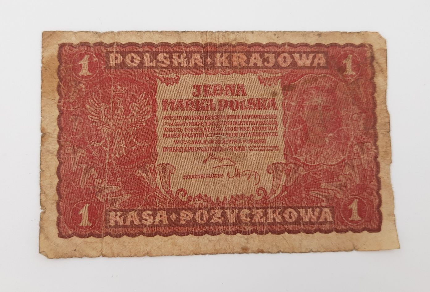 Stary Banknot kolekcjonerski 1 marka Polska 1919