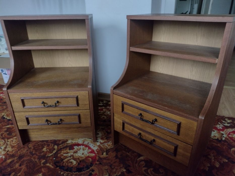 Szafki nocne vintage z szufladami – komplet 2 sztuki