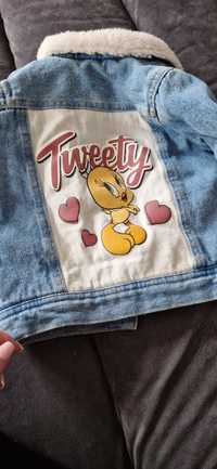 Kurtka jeansowa tweety z ociepleniem 80