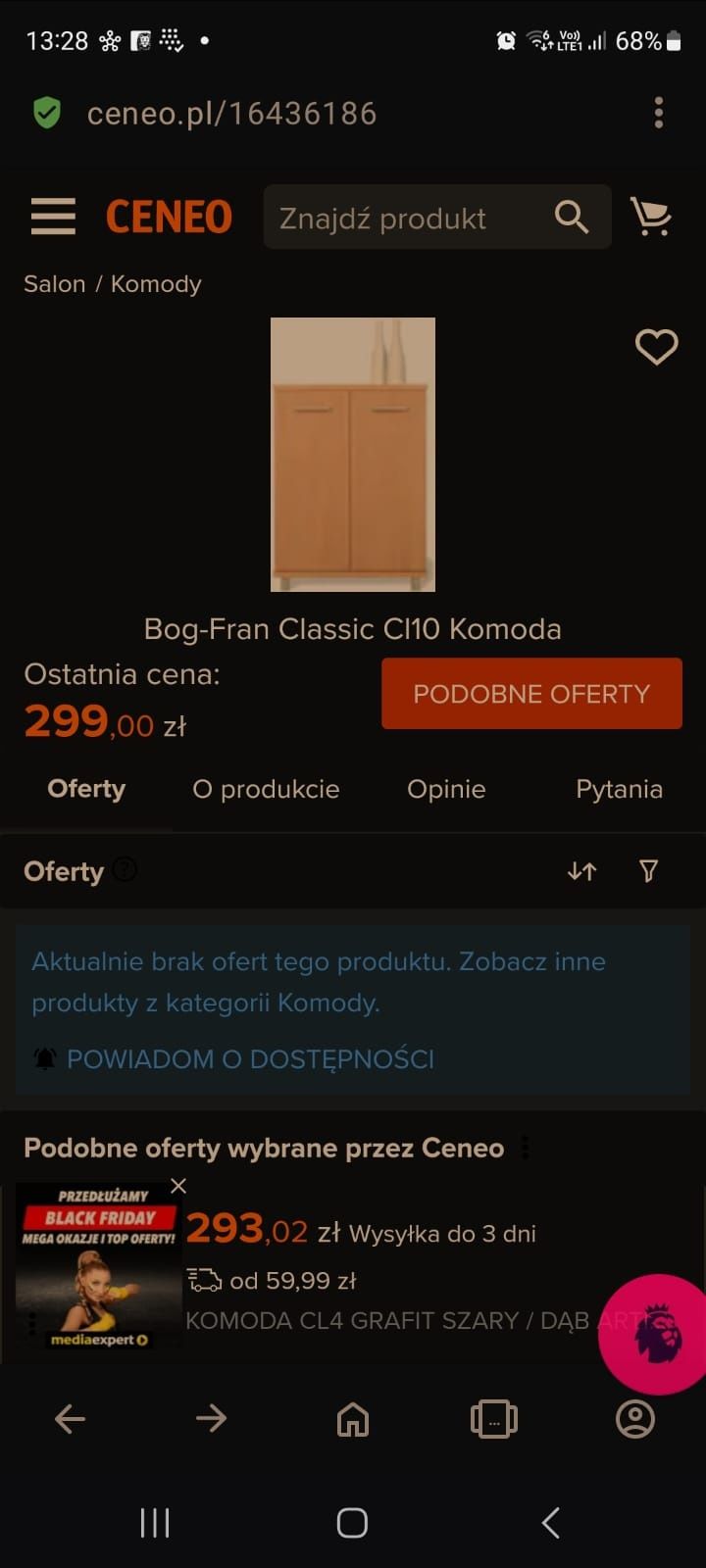 Szafka komoda brązowa