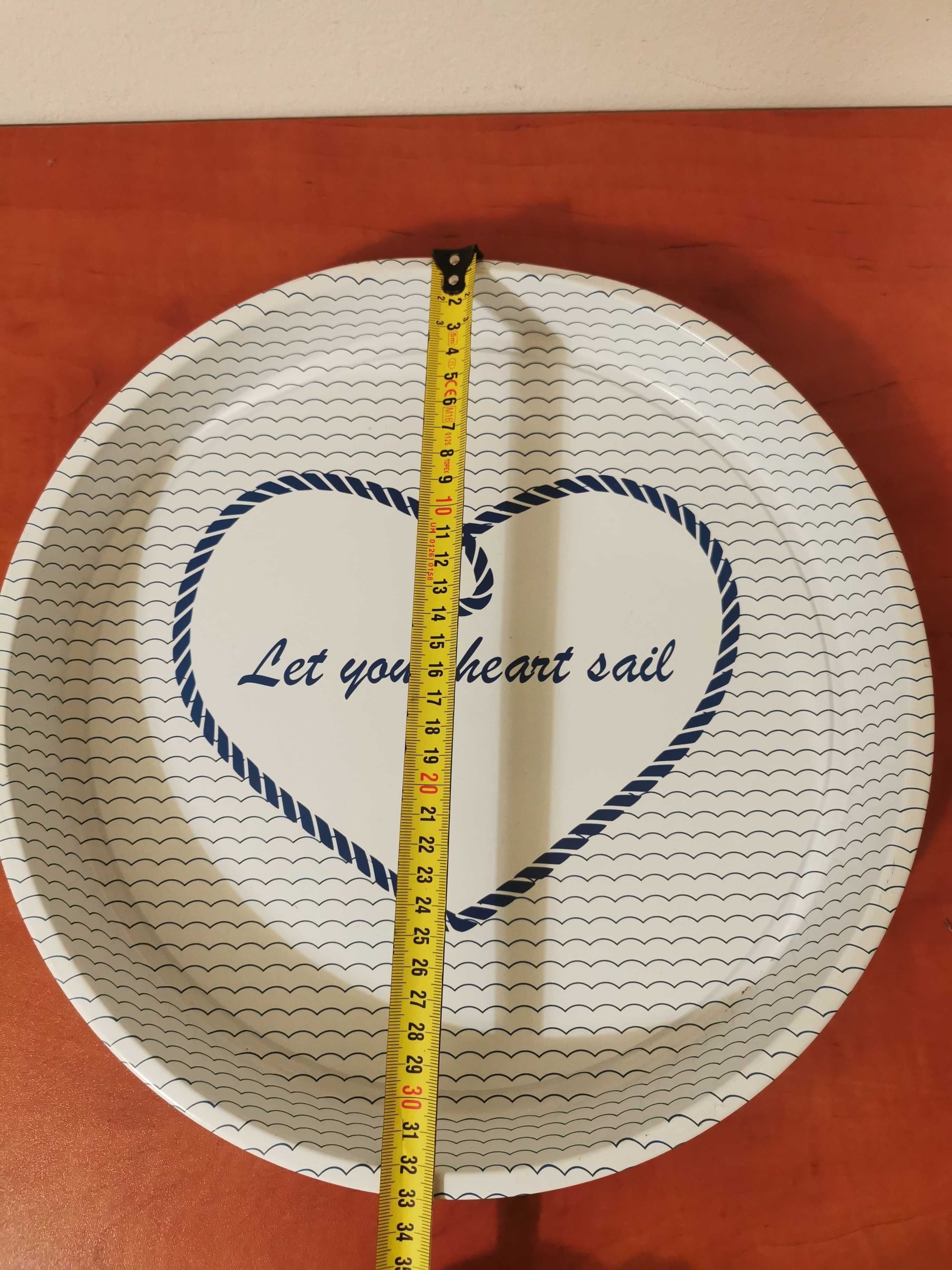 Taca ozdobna, unikalna, Let your heart sail - śr 33cm, w 4cm