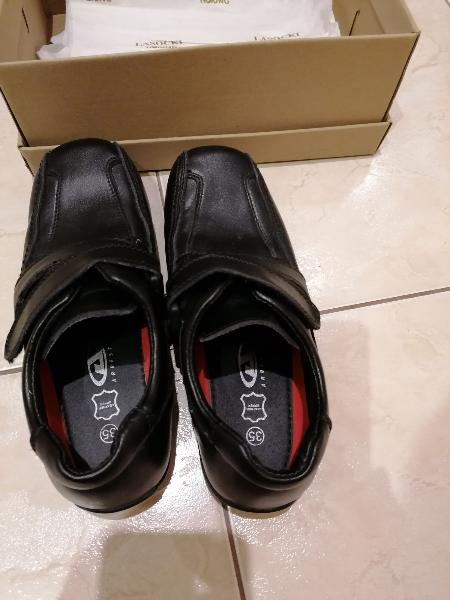 Buty chłopięce rozmiar 35 czarne skórzane