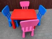 IKEA MAMMUT stolik dziecięcy+ 4x krzesła zestaw