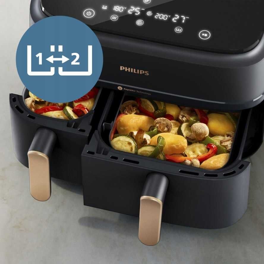 Dwukomorowa frytkownica beztłuszczowa airfryer Philips Ovi 9L 2750W