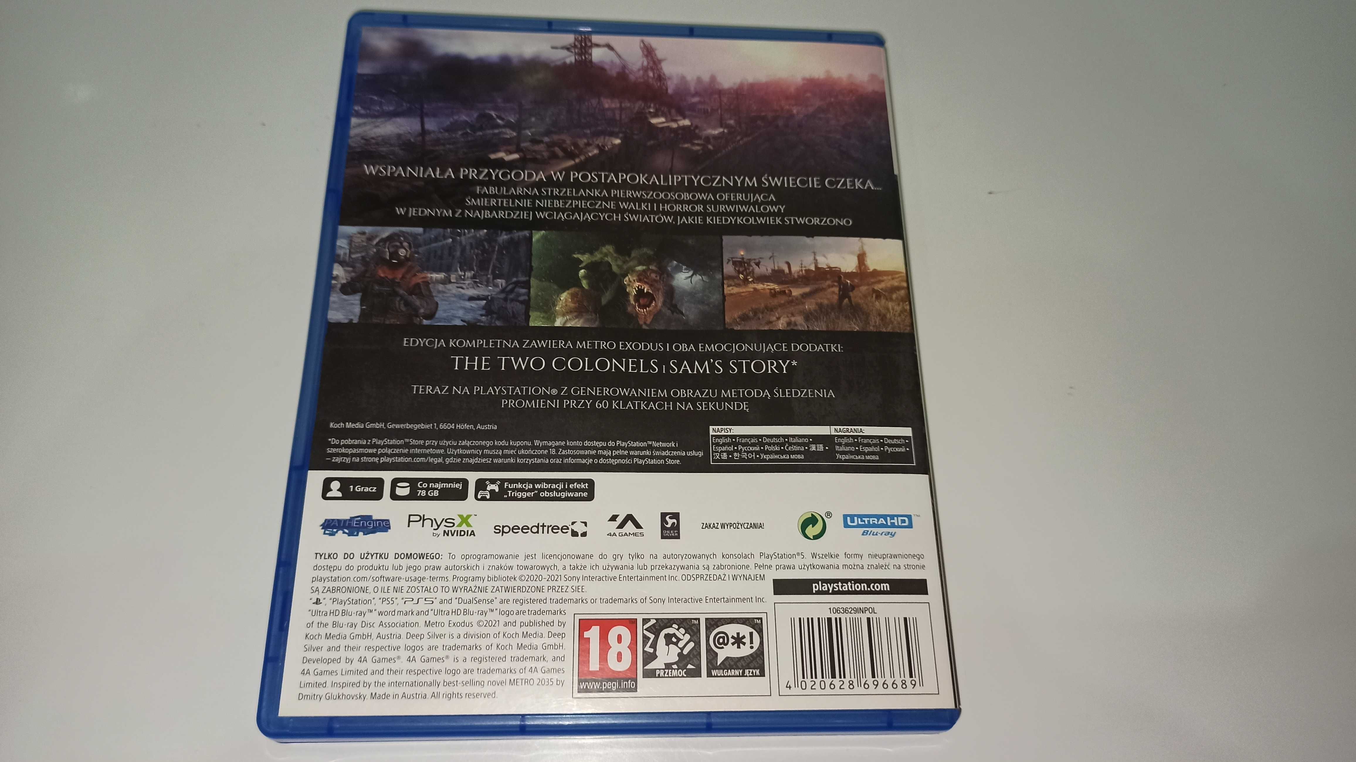 ps5 METRO EXODUS po polsku , super fabuła i klimat