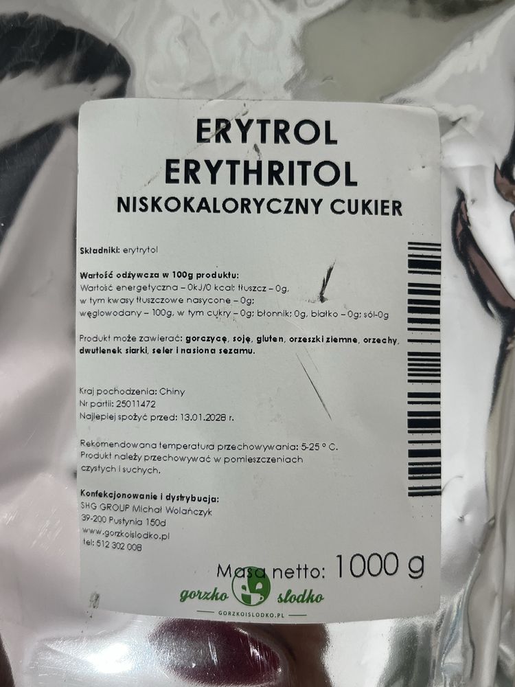 erytrytol - slodzik 1kg