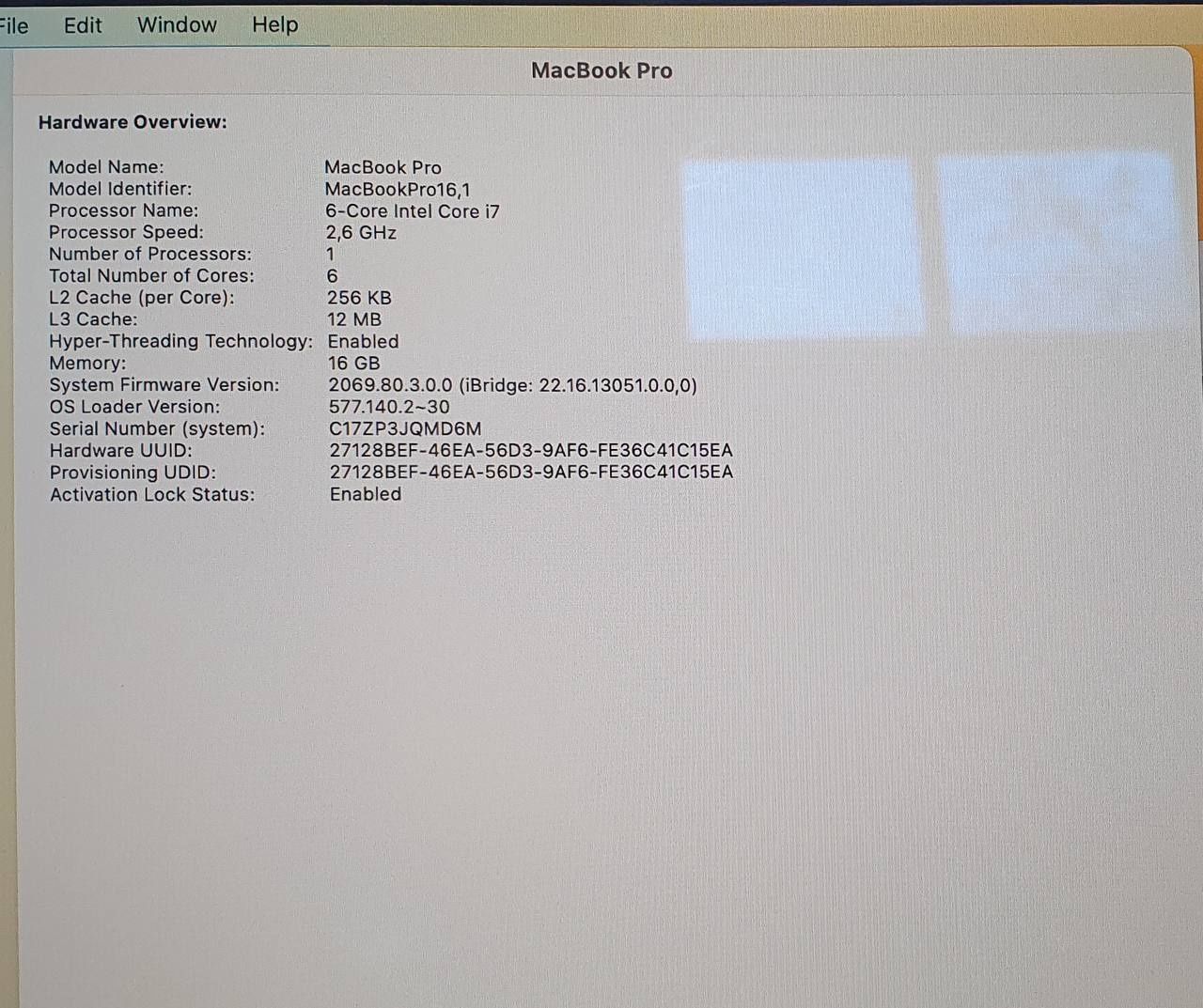 MacBook Pro 16inch 2019 - i7/16GB/512GB