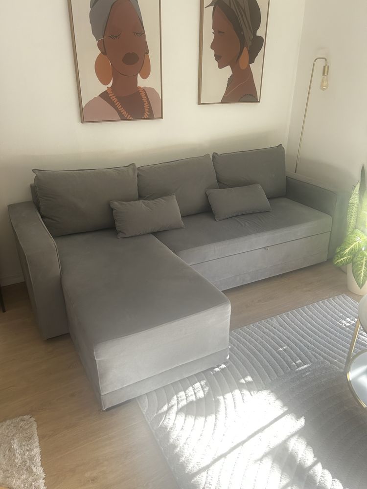 Sofá cinza com Chaise Longue
