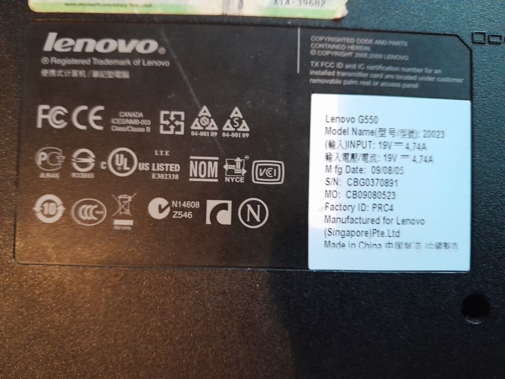 Laptop Lenovo G550