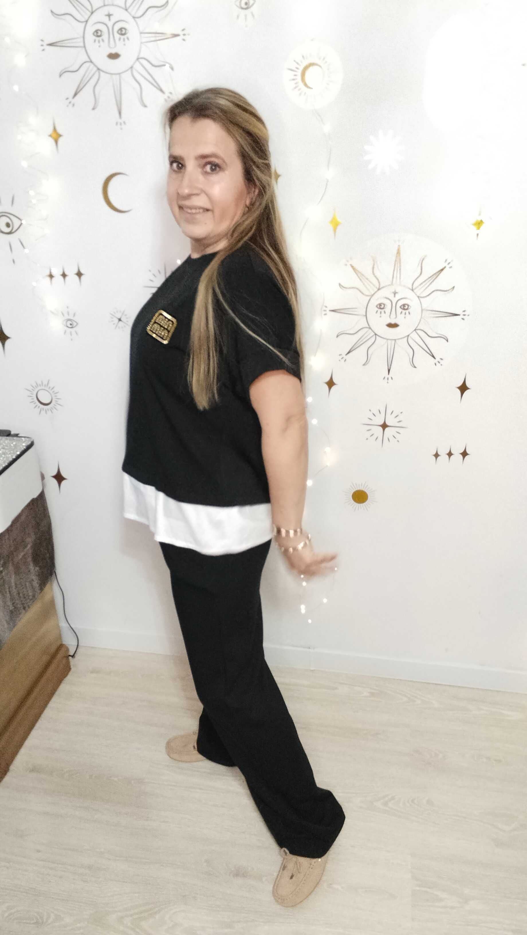 Dres Komplet Min Min  Masełko Bluza kr rękaw + spodnie Białe wypusty