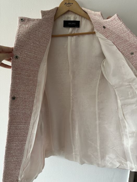 Różowa tweedowa kurtka marynarka ZARA rozmiar M (ale faktycznie XS !)