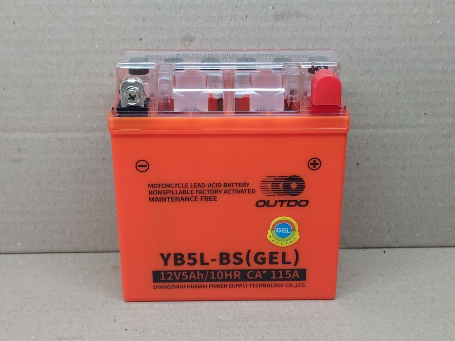 Аккумулятор мото GEL 12V 5A 119-60-129mm, высокий 12N5L-BS "OUTDO"