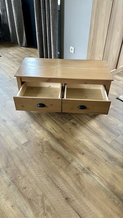 Stolik kawowy, miodowy brąz, 100x50x40 cm, lite drewno sosnowe