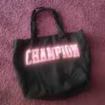 Czarna torba shopper champion różowy napis