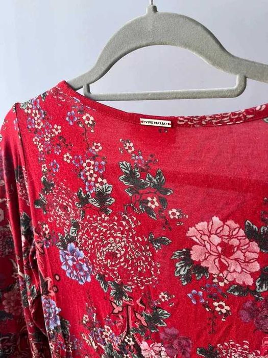 Bluzka Vive Maria top czerwona S kwiaty