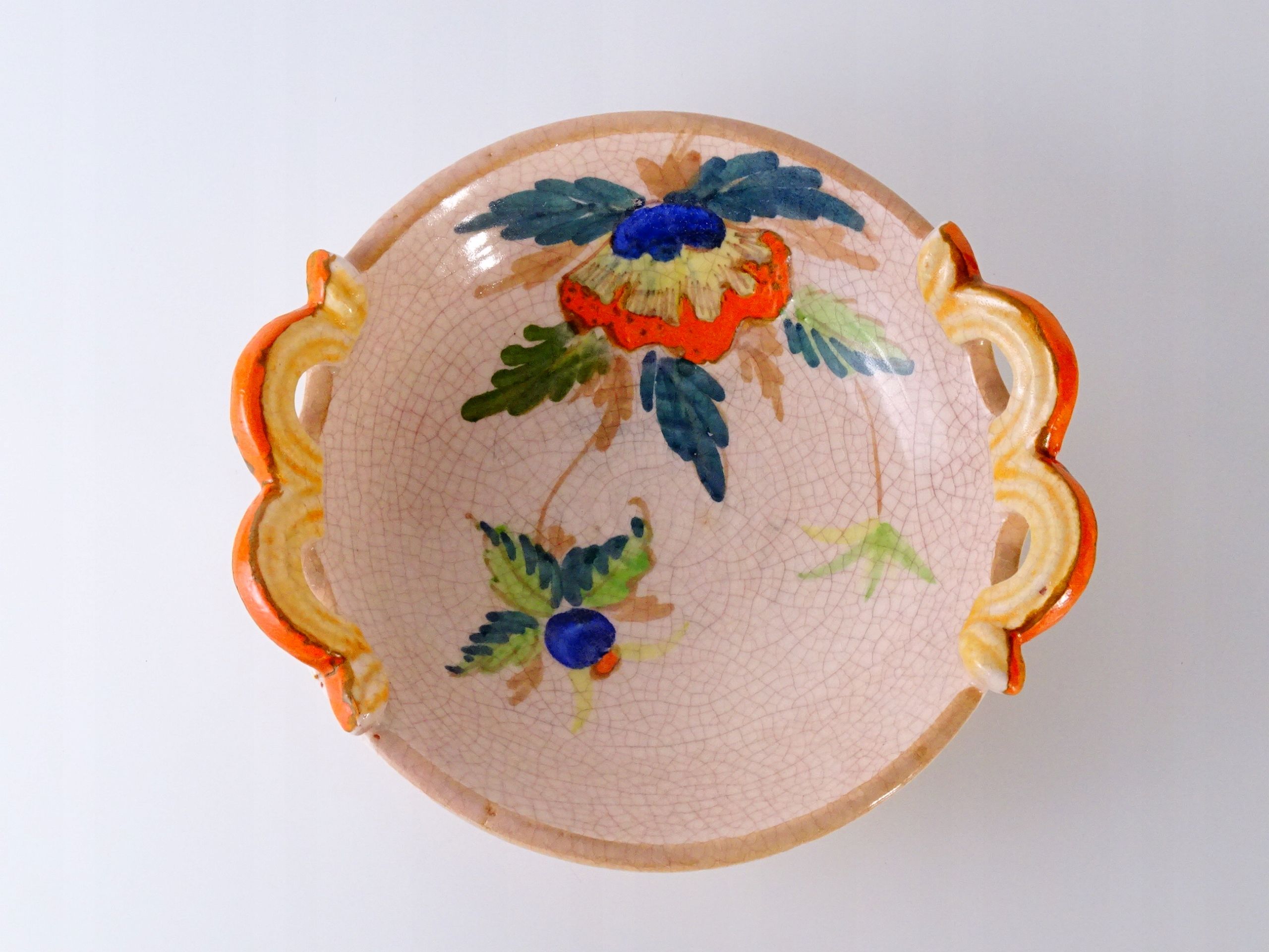 lata 30 piękna malowana ceramiczna patera