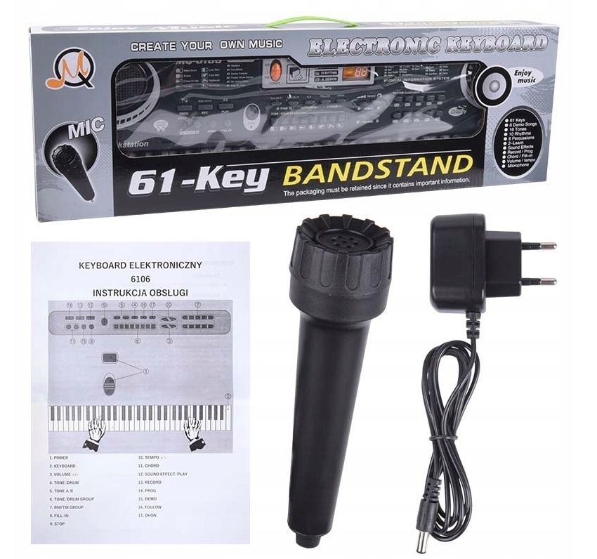 Keyboard z Mikrofonem Karaoke Dla Dzieci Pianino perkusja 10 brzmień