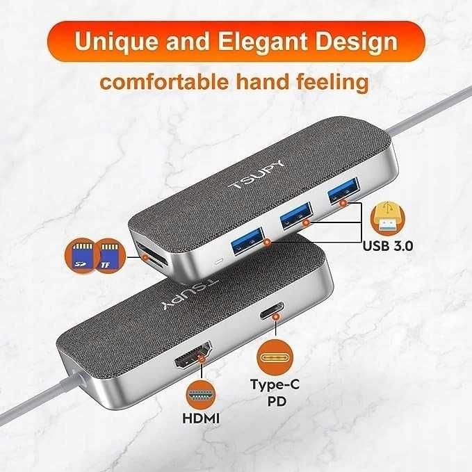 Adapter porty Hub USB TSUPY TPS03 7w1