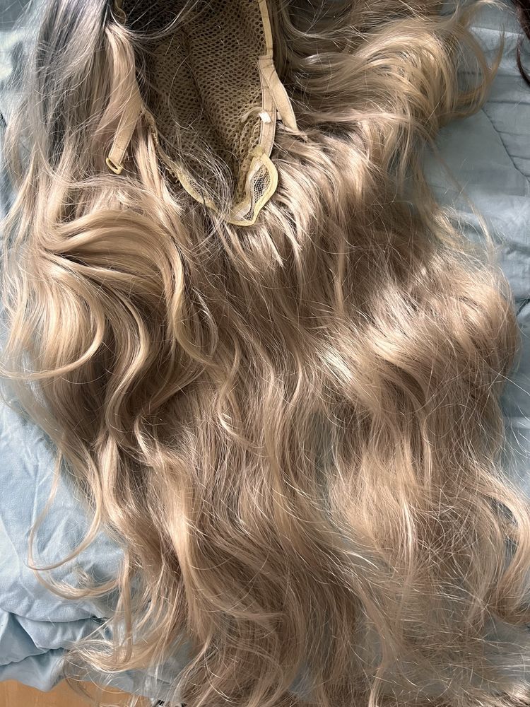Blond peruka ombre długie włosy dla kobiet nowa ciekny odrost fale