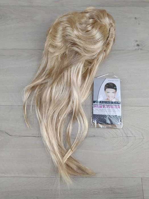 Beweig peruka męska blond mullet lata 80 impreza cosplay z czepkiem