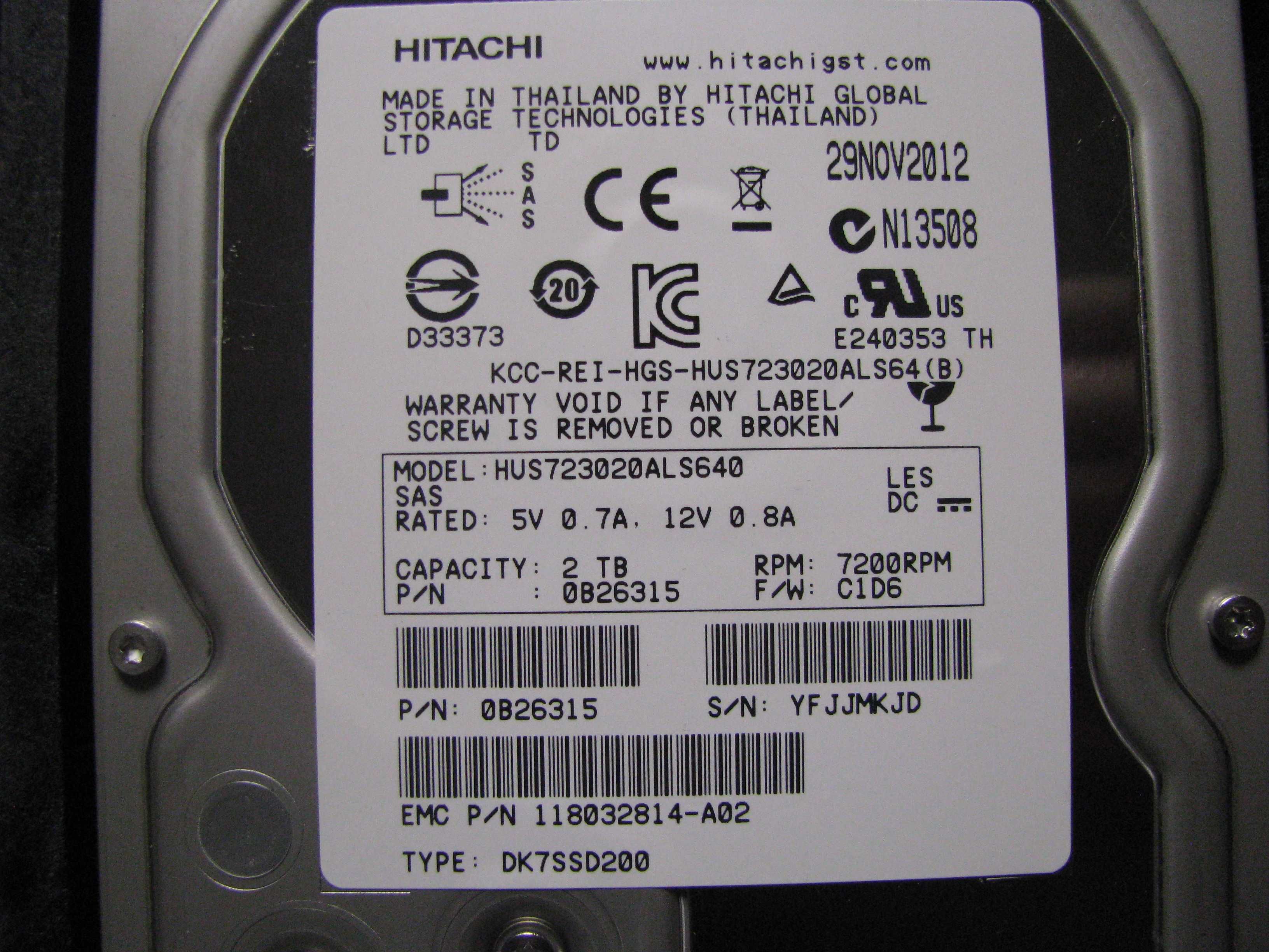 Hitachi EMC VNX 2TB 7.2K 6Gbps 3.5" SAS