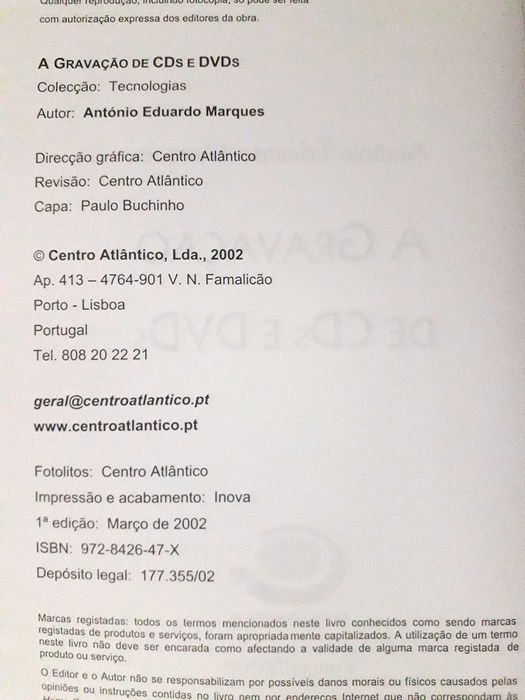 Livro : A Gravação de CDs e DVDs - António Eduardo Marques