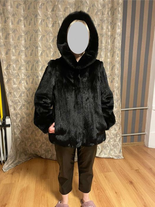 Справжня норкова шуба, хутро, утеплена / Розмір M