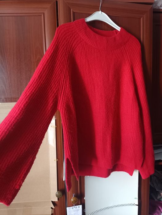 Кофта світер червоний теплий худі кофтина