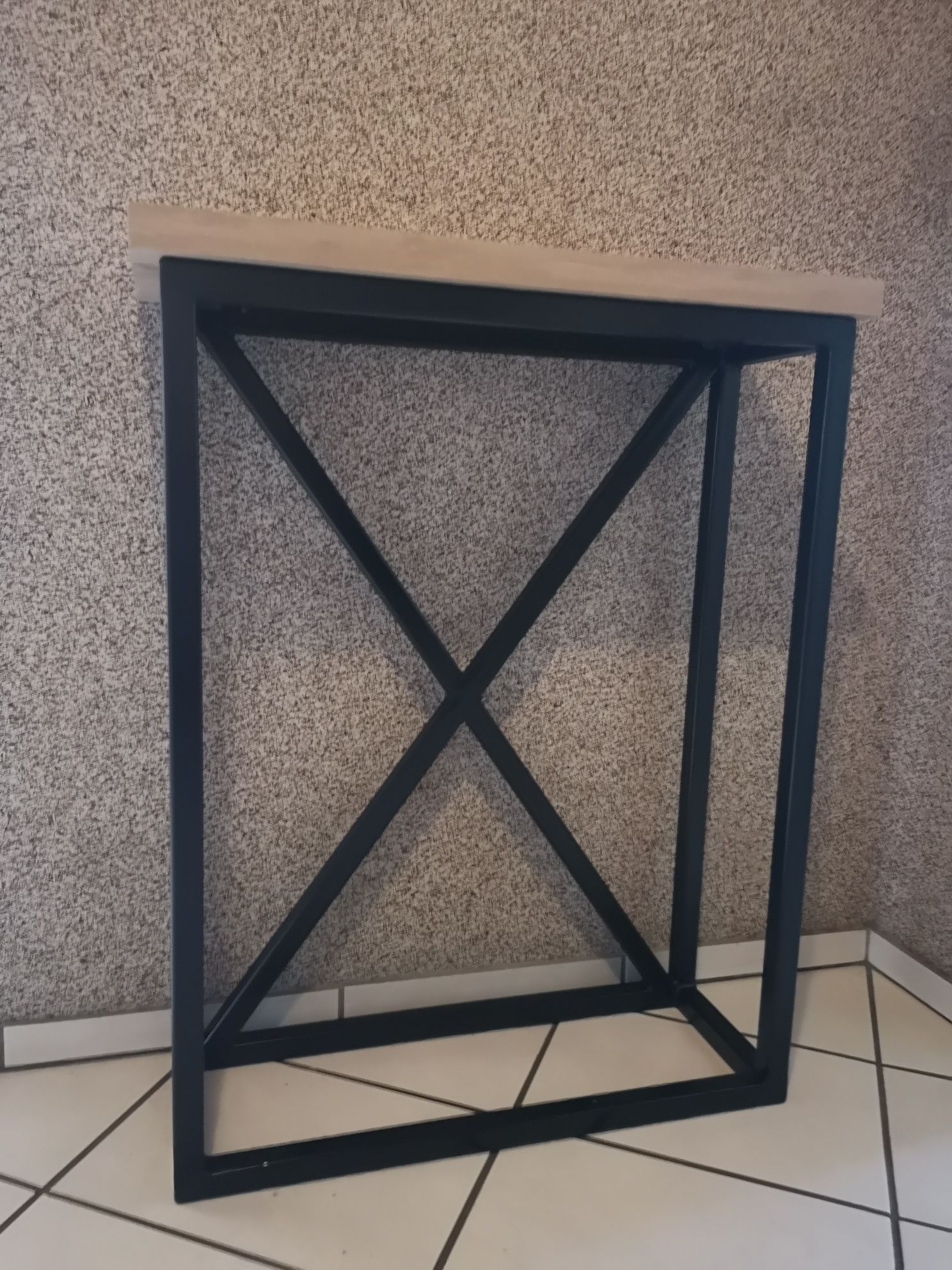 Konsola stolik loft stalowa w czarnym połysku
