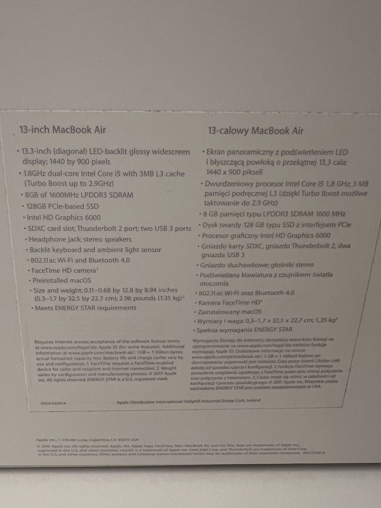 Macbook Air, 13 cali - tylko 187 cykli baterii