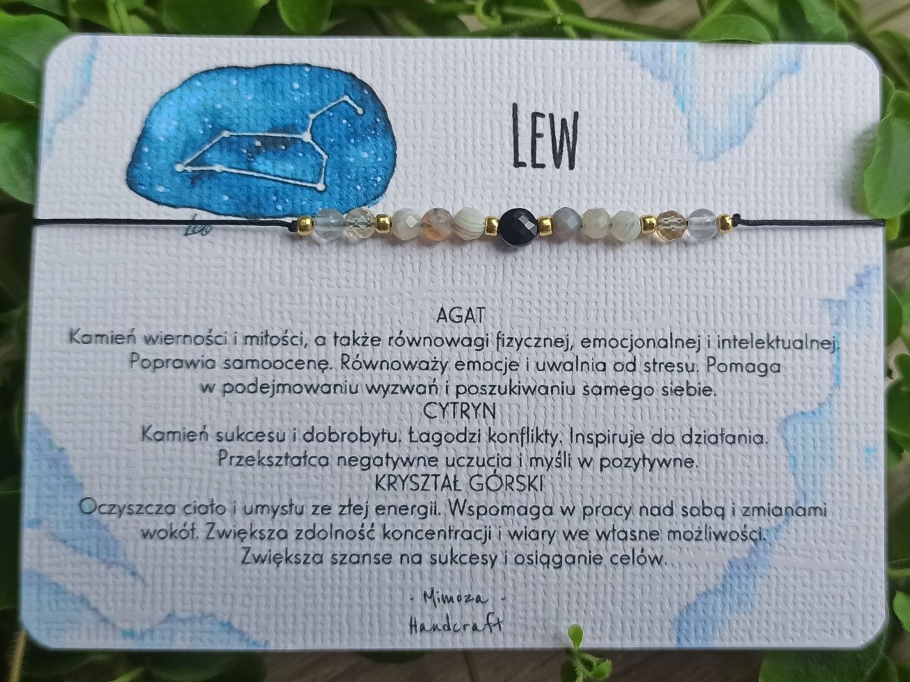 Lew bransoletka na szczęście, kamienie amulet