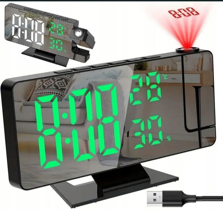Budzik zegar cyfrowy elektroniczny LED z projektorem