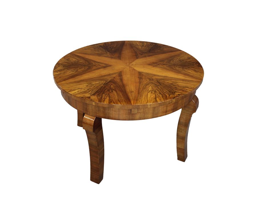 Okrągły stół rozkładany Art - Deco w orzechu / po renowacji / antyki