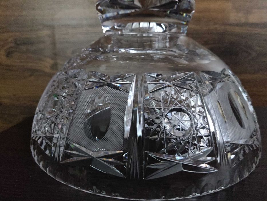 Ваза фруктовница полусфера CRYSTAL BOHEMIA на ножке, d 23 см, h 13 см.