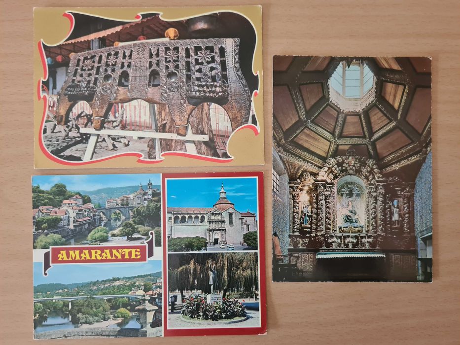 3 postais ilustrados de Amarante e Minho da coleção Gótica