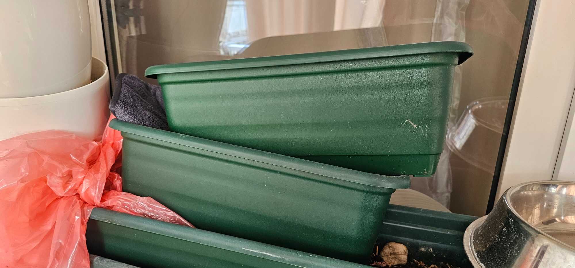 skrzynki balkonowe na kwiaty LAMELA ciemna zieleń 40 /80 cm