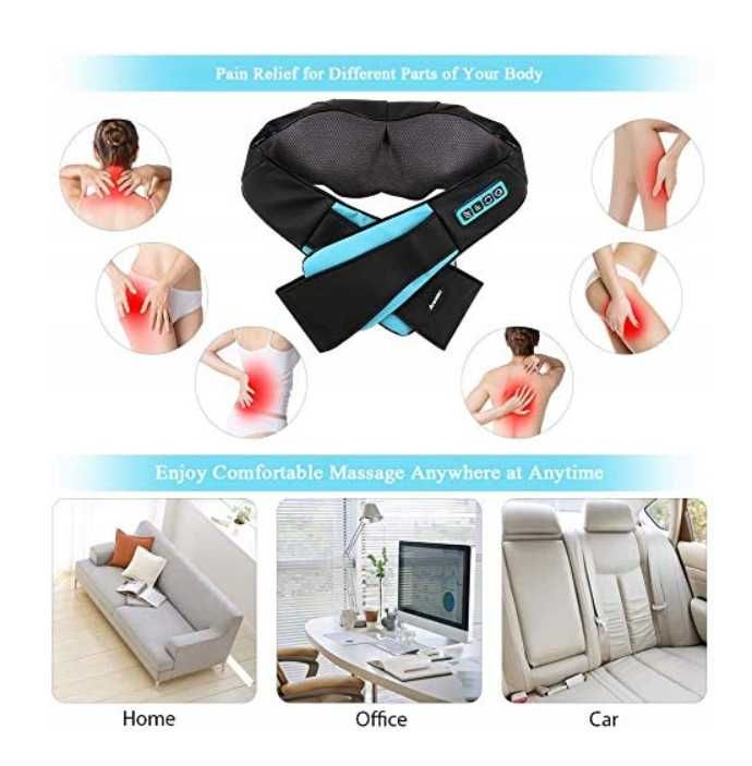 Nekteck Shiatsu masażer szyja plecy kark uda z kojącym ciepłem NK-NM01