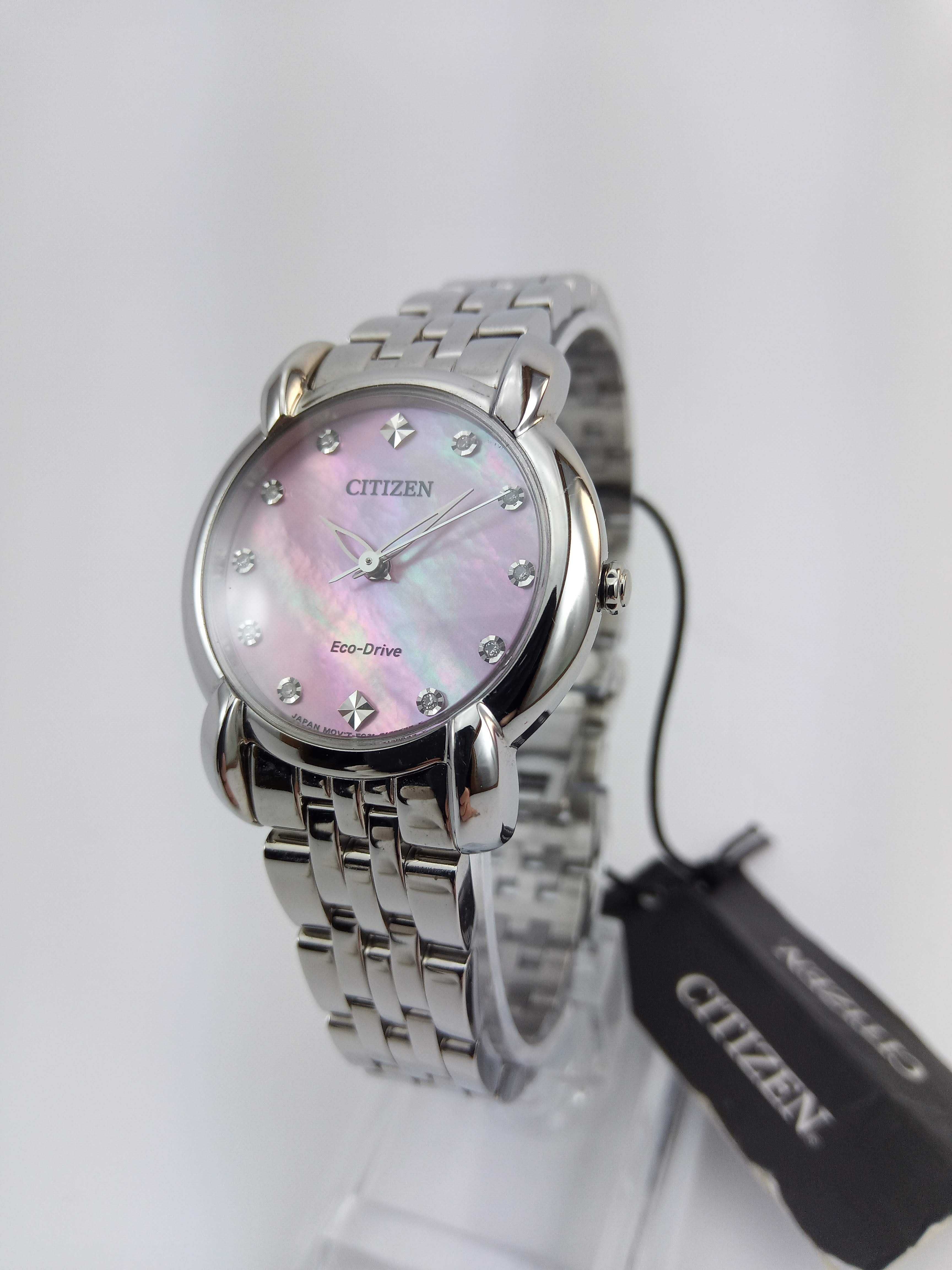 Женские часы 10 брилиантов Citizen Diamond Eco-Drive EM0710-54Y Сапфир